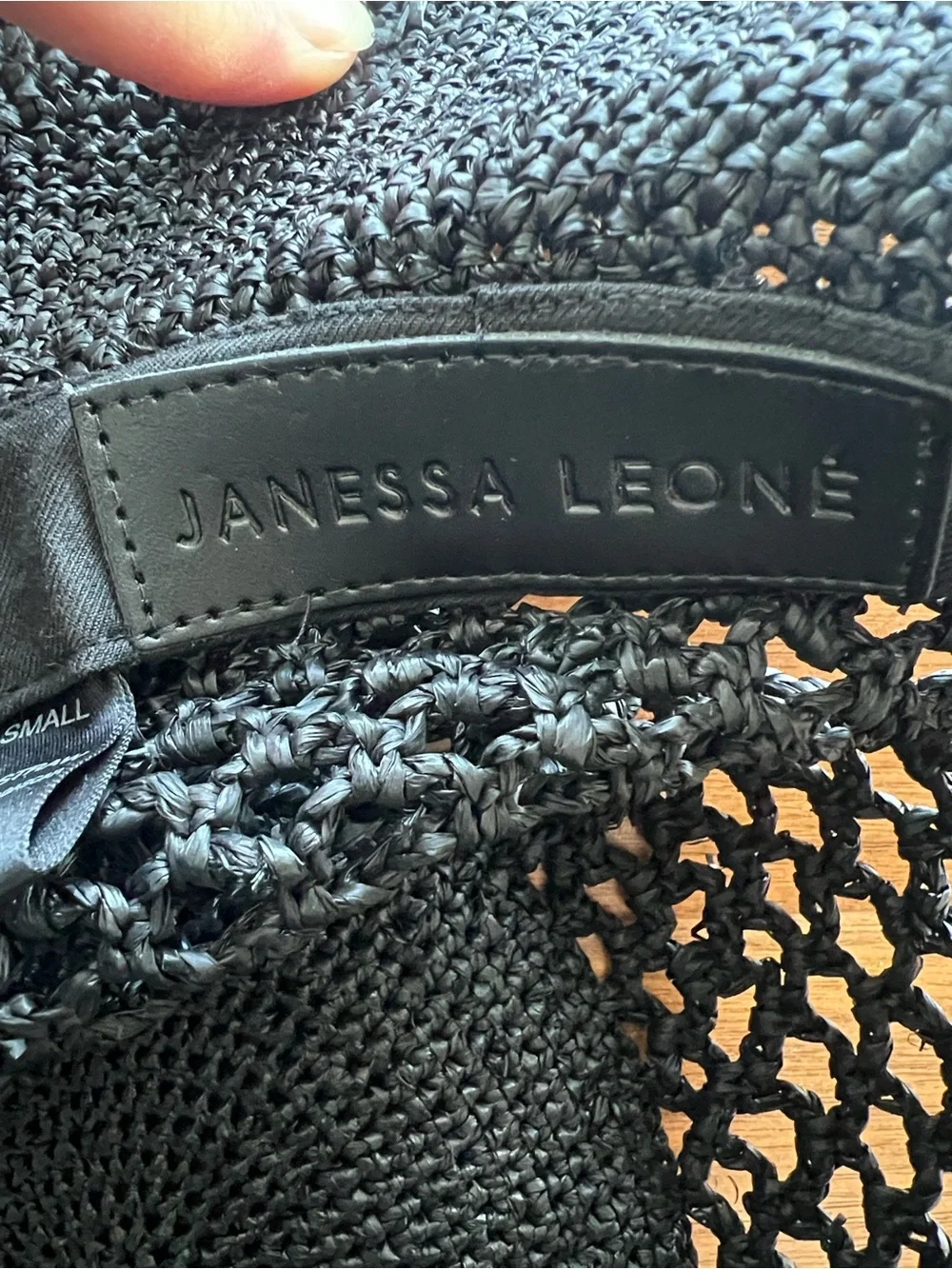 Janessa Leone Black Crochet Woven Visor Hat - Picture 4 of 7